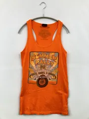 HARLEY-DAVIDSON ハーレーダビッドソン タンクトップ L オレンジ 前面プリント バックプリント ブランドロゴ カップなし
