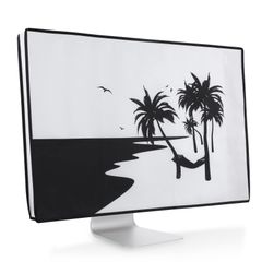 kwmobile Computer Monitor Cover (Fits 27-28 inch monitors) - Relax in a Hammock Black/White R4 164