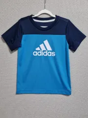 キッズ) 120) adidas アディダス ネイビー+ブルー 機能性 半袖Tシャツ