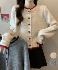 【日本倉庫即納】 ハートボタンニットカーディガン長袖韓国風