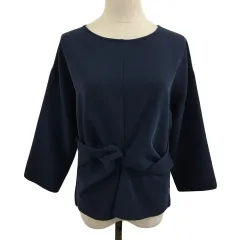 ロペピクニック ROPE Picnic ブラウス カットソー プルオーバー ラウンドネック 無地 長袖 36 紺 ネイビー