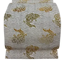 袋帯 逸品 龍村平蔵 落款 荒磯錦 箔 金糸 クリーム 六通 正絹 【中古】のサムネイル
