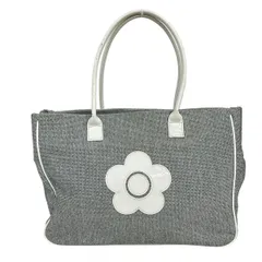 MARY QUANT(マリークワント) ショルダーバッグ - ライトグレー×白 レザー