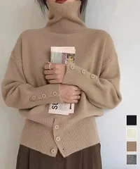 【日本倉庫即納】 タートルネックリブニット トップス秋冬服