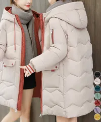 【日本倉庫即納】 フード付きロングダウンコート中綿アウター