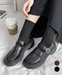 【日本倉庫即納】 ローファー レディース 厚底 太ヒール_2