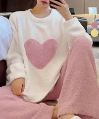 【日本倉庫即納】 ルームウェア上下セット フリースパジャマ