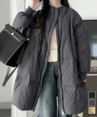 【日本倉庫即納】 スタンドカラー中綿ダウンコート ゆったり