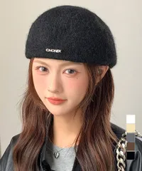 【日本倉庫即納】 ベレー帽 起毛 英字ロゴ レディース