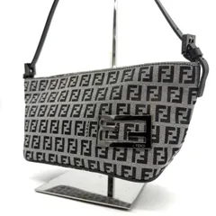 FENDI フェンディ ズッカ ショルダーバッグ キャンバス レザー グレー 黒