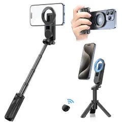 Ulanzi JJ03 スマホ三脚 多機能スマホグリップ masgafeに対応 ミニ三脚 折りたたみ式 リモコン付き スタンド＆手持ちモード 自撮り棒 360度回転 4段階伸縮 360度回転 スマホスタンド 軽量 コンパクト 卓上三脚 セルフ 884f186d