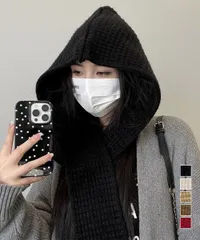 【日本倉庫即納】 フード付きニットマフラー韓国風バラクラバ_2