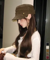 【日本倉庫即納】 ワンポイントキャスケット スエード調帽子