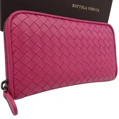 【美品】ボッテガヴェネタ　イントレチャート　ラウンドジップ　長財布　ピンク　箱付き
