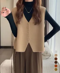 【日本倉庫即納】 ニットベスト ニットジレ 重ね着 秋冬服