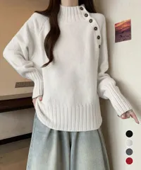 【日本倉庫即納】 ニットトップス 体型カバー 長袖秋冬服