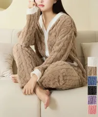 【日本倉庫即納】 フリースパジャマ上下セット冬ルームウェア