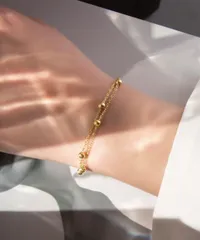 【日本倉庫即納】 2連ブレスレット チェーン重ね付け腕飾り