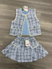 キッズ 女の子 H&M エイチ・アンド・エム ツイード ベスト+ウエストゴム スカート セット タグ付き 新品 (100)