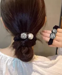 【日本倉庫即納】 ビジュー付き ヘアゴム レディース 上品