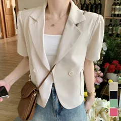 【日本倉庫即納】 クロップド丈 半袖ジャケット レディース