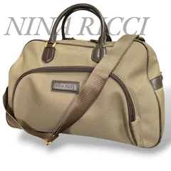 【MY0653】NINA RICCI ニナリッチ 2way ショルダーバッグ ボストンバッグ 大容量 旅行 出張 ベージュ ナイロン レディース