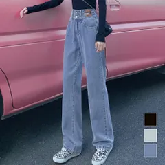 【日本倉庫即納】 ストレートデニムパンツ セミワイドパンツ