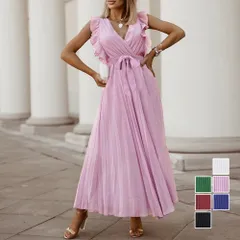 【日本倉庫即納】 プリーツワンピース 韓国風 レディース夏