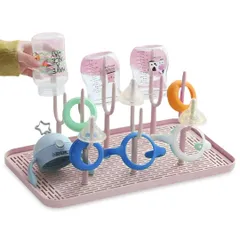 哺乳瓶 水切りラック 39cm 大容量 哺乳瓶スタンド ベビー用品 乾燥ラック 取り外し可能 支柱 洗いやすい