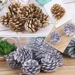 【人気商品】クリスマス 松ぼっくり 送料無料 6点セット 2色カラー