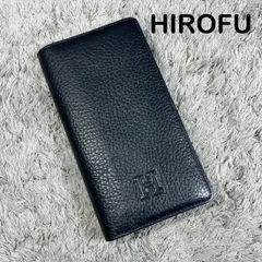 【未使用】HIROFU ヒロフ 長財布 フラップ式 レザー 濃いネイビー ユニセックスのサムネイル