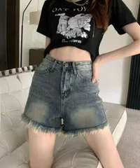 【日本倉庫即納】 ウォッシュデニムショートパンツレディース