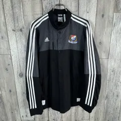 adidas アディダス サッカー Jリーグ J1 横浜 F マリノス ノーカラー ライン ボタン ジャージ トラック ジャケット メンズ O サイズ