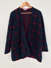 トミーヒルフィガー ネイビー CHECK カーディガン XS/S