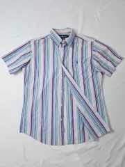 ポロ ラルフローレン ブルーポニー 半袖シャツ ストライプ ヴィンテージ M
