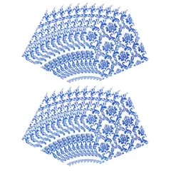 FOMIYES ブルー ホワイト シノワズリ ル ナプキン、80枚 使い捨て 紙 ヴィンテージ ランチョン ナプキンのサムネイル
