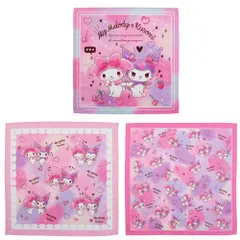 サロンジェ マイメロディ&クロミ 43601 ナフキン3枚セット 870900 ランチクロス ランチーフ マイメロ MyMelody KUROMIのサムネイル