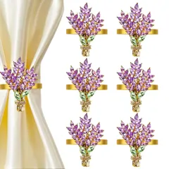 BIIANGE メタルナプキンリング 6個セット、ナプキンリングホルダー、ラベンダーナプキンバックル、結婚式、誕生日、新築祝い、ディナーパーティー、または日常使用 (6)のサムネイル