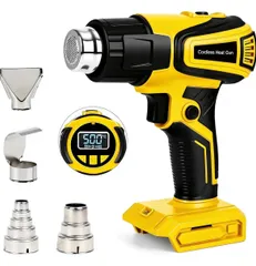 【380W・50℃～600℃】マキタ互換品 ヒートガン コードレスホットガン マキタ18Vバッテリー対応超強力 二重温度設定 4段階風量 LCDディスプレイ メモリ機能 ロックアウト機能 照明ライト付き 過熱保護 低電圧保護 冷却機能付き 4種類ノズルセット