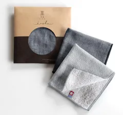 トップファクトリー今治 今治タオル ハンカチ メンズ レディース 25cm×25cm ギフト ブランド 綿 セット 今治いろは 無地 ガーゼ Aセット2枚組(ブラック&ライトグレー)