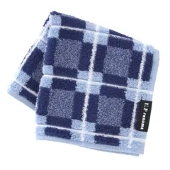 【U.P renoma】ユーピーレノマ タオルハンカチ ブロックチェック (ブルー) 紳士 メンズ タオル ハンドタオル 約25cm 001012-0003-01