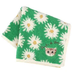 【ポール＆ジョー アクセソワ】 タオルハンカチ お花とヌネット刺繍 (グリーン) 婦人 レディース タオル ハンドタオル 約25cm 000483-0012-01