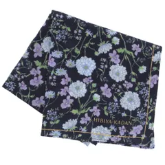[ブルーミング] 【ヒビヤカダン 日比谷花壇】 大判 プリントハンカチ（58cm）四季の花々 (ネイビー) 婦人 レディース ハンカチ ハンカチーフ 約58cm 000188-0023-03