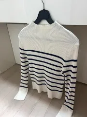 アラウンドユル レディース タートルネック ニット ストライプ ボーダー柄 モックネック ハイネック ゴージ Tシャツ