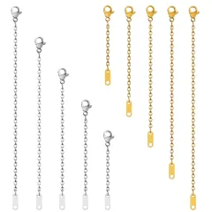 【新着商品】簡単装着 アクセサリー用 ステンレス+ 18Kメッキ製 2色×5サイズ（5cm/7.5cm/10cm/12.5cm/15cm） 金属アレルギー対応 延長パーツ アジャスター 延長アジャスターセット レディース 【十本セット】ネックレス延長チェーン 