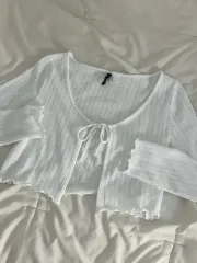 H&M 白 エンブロイダリー リー リボン レース 白 カーディガン