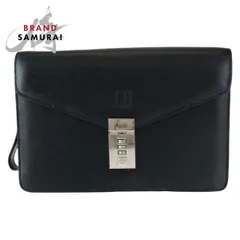美品 Dunhill ダンヒル ブラック 黒 シルバー金具 レザー クラッチバッグ セカンドバッグ メンズ 600666【中古】