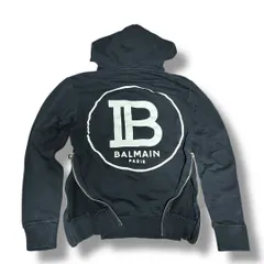 BALMAIN バルマン サイドジップ パーカー XS デカロゴ ブラックのサムネイル