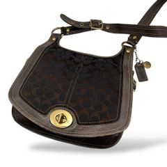6342 COACH ショルダーバッグ シグネチャー ターンロック ブラウン