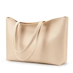 【人気商品】大容量 ショルダーバッグ レディース メンズ 肩掛けバッグ 大きめ エコレザー トートバッグ 合皮 シンプル 無地 A4 横型 [KALIDI] 男女兼用 ビジネス 内ポケット有り ファスナー付き